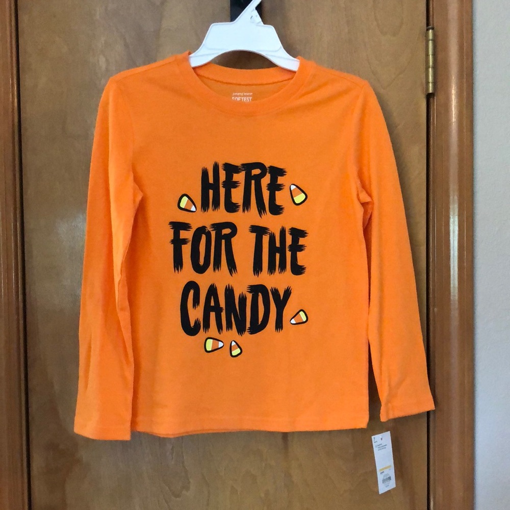 Halloween Candy Corn long sleeve shirt “ Here for the Candy” gender neutral